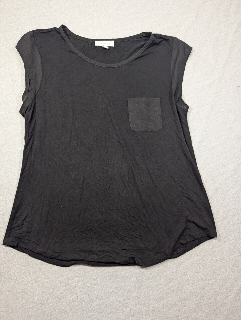 Calvin Klein Cap Sleeve Pocket Top Black Size L